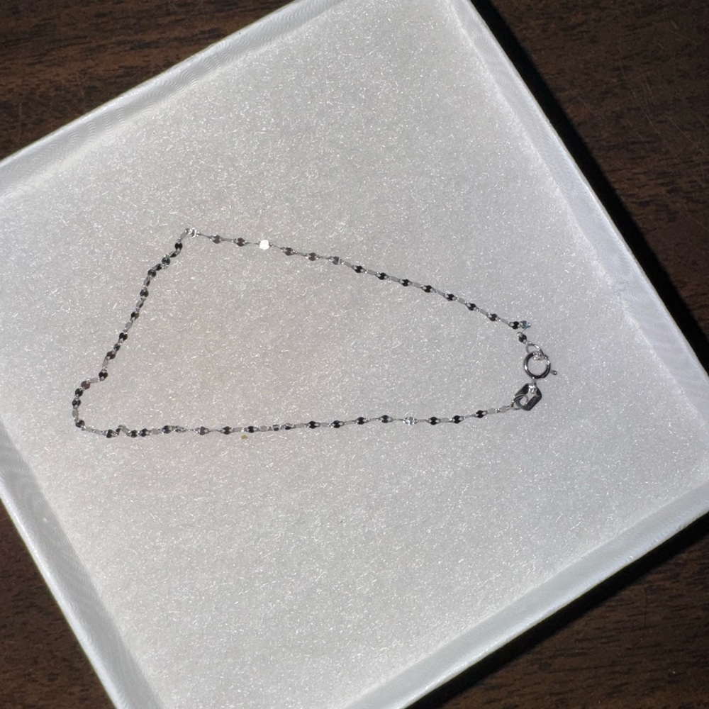 10k White Gold 7in Mirror Bracelet